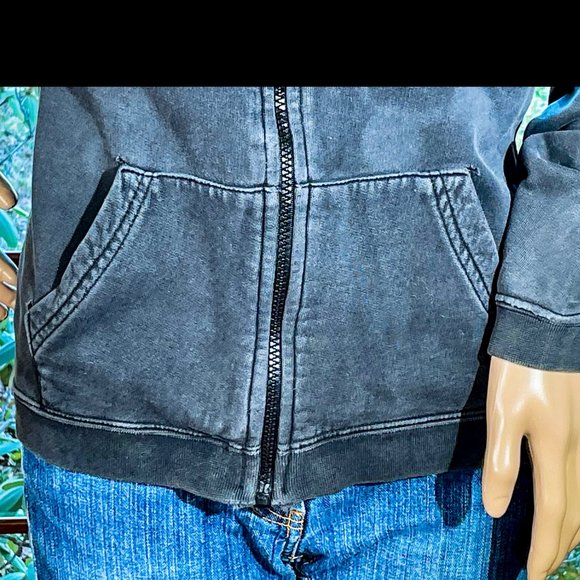 ▪️BETSEY JOHNSON▪️Distressed Black RARE Cotton 🖤BETSEY Graphic Hoodie Jacket - Picture 5 of 12